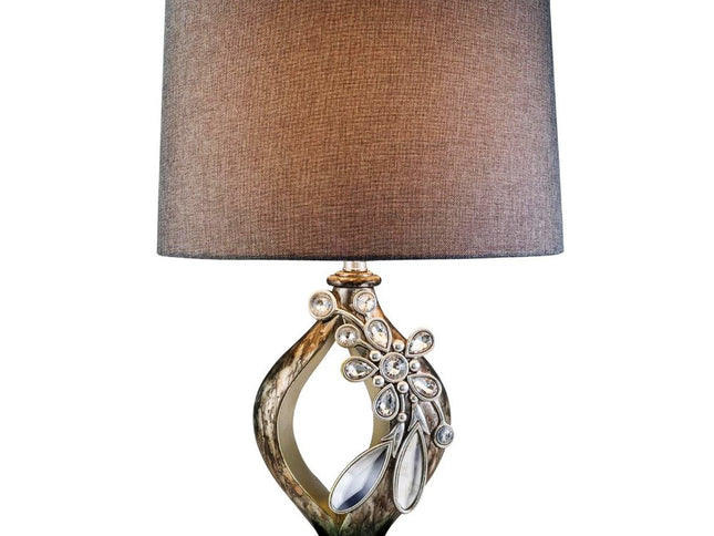 Brown and Gold Faux Crystal Glam Accent Table Lamp