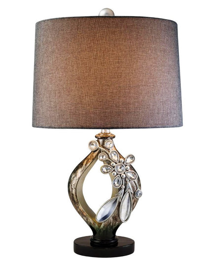Brown and Gold Faux Crystal Glam Accent Table Lamp