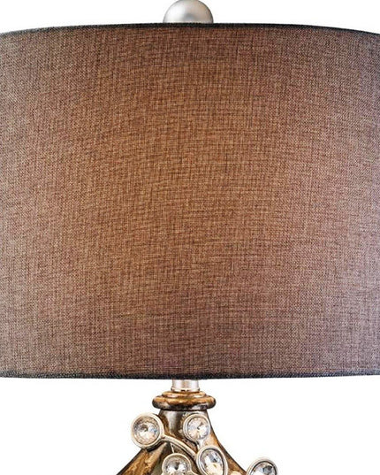 Brown and Gold Faux Crystal Glam Accent Table Lamp