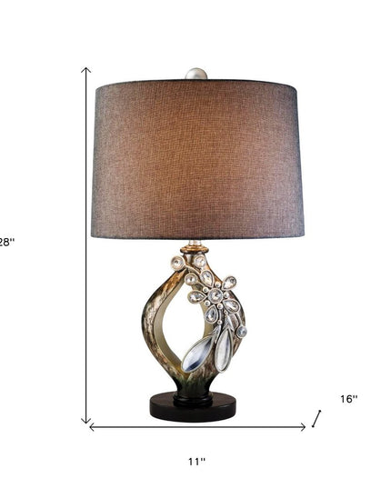 Brown and Gold Faux Crystal Glam Accent Table Lamp