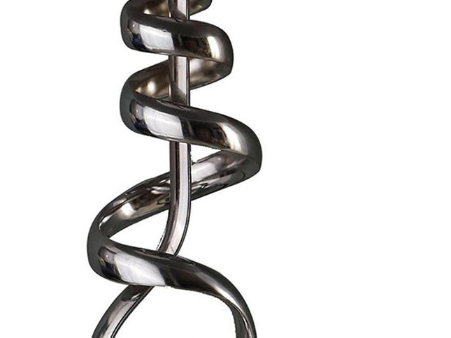 22" Nickel Bedside Table Lamp With Off White Drum Shade