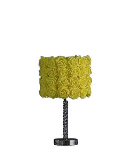 18” Pink Roses Acrylic And Metal Table Lamp