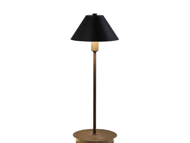 18" Black Metal Bedside Table Lamp With Black Cone Shade
