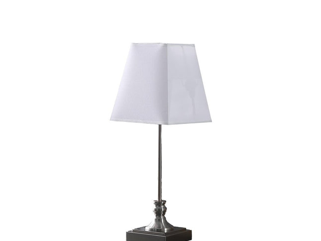 19" Silver Bedside Table Lamp With White Empire Shade