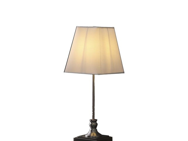 19" Silver Bedside Table Lamp With White Empire Shade