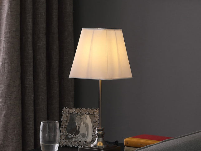 19" Silver Bedside Table Lamp With White Empire Shade