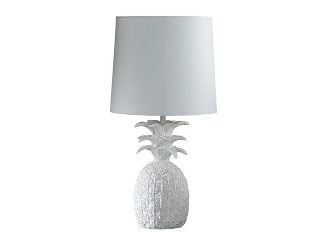 17" White Pineapple Table Lamp With White Empire Shade