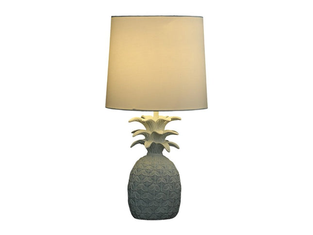 17" White Pineapple Table Lamp With White Empire Shade