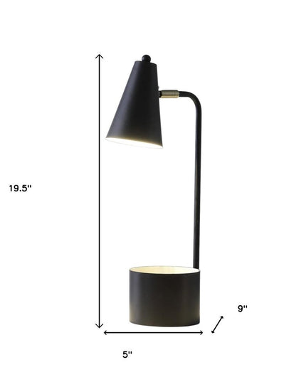 20" Black Desk Table Lamp With Black Cone Shade