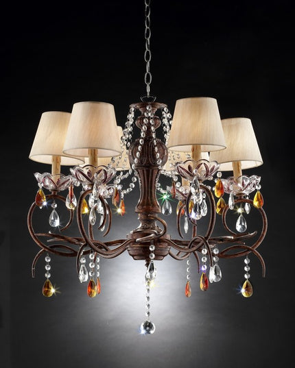 Burnished Bronze Hanging Ceiling Lamp with Clear and Amber Crystals