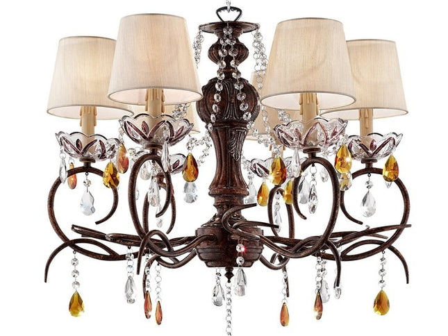 Burnished Bronze Hanging Ceiling Lamp with Clear and Amber Crystals