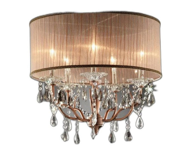 Silver and Pink Faux Crystal Hanging Chandelier Lamp