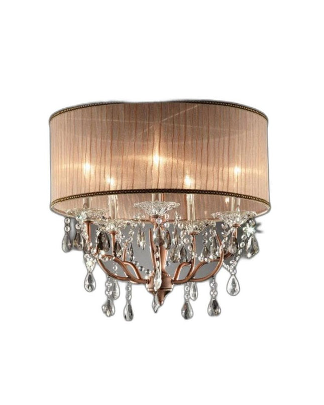 Silver and Pink Faux Crystal Hanging Chandelier Lamp