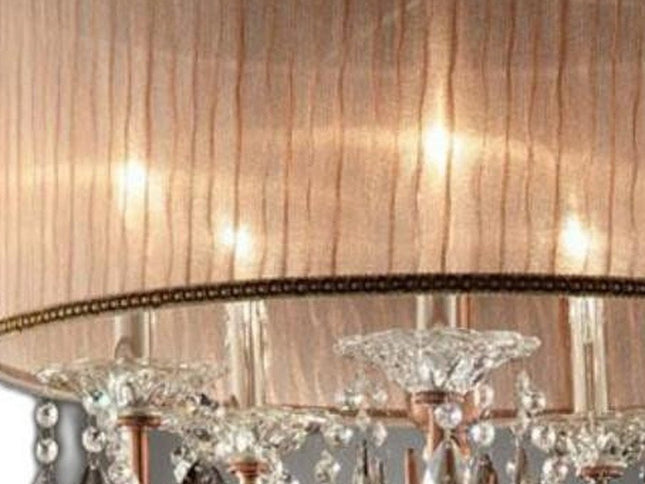 Silver and Pink Faux Crystal Hanging Chandelier Lamp