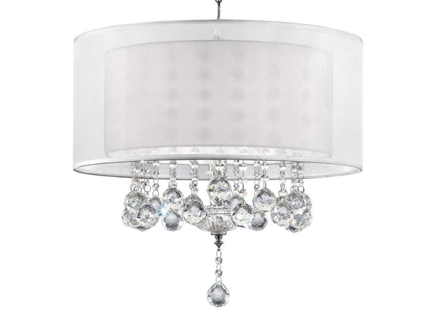 Chic Silver Ceiling Lamp with Crystal Accents and Silver Shade