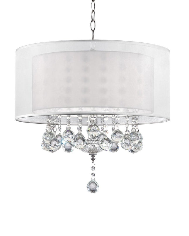 Chic Silver Ceiling Lamp with Crystal Accents and Silver Shade