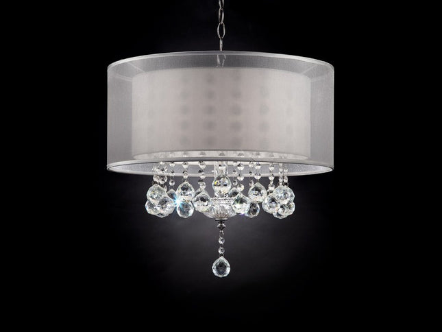 Chic Silver Ceiling Lamp with Crystal Accents and Silver Shade