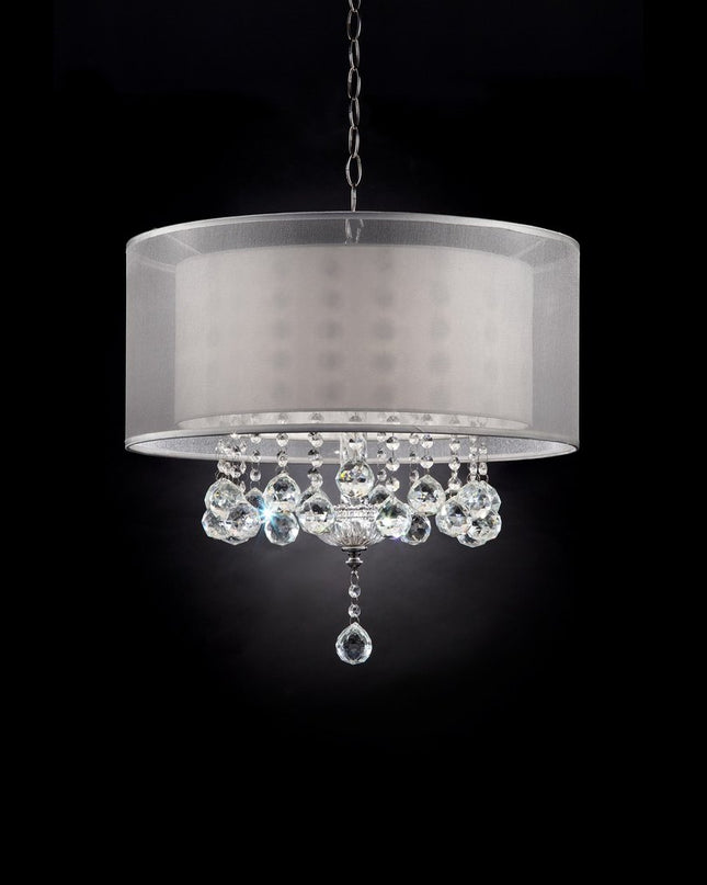 Chic Silver Ceiling Lamp with Crystal Accents and Silver Shade