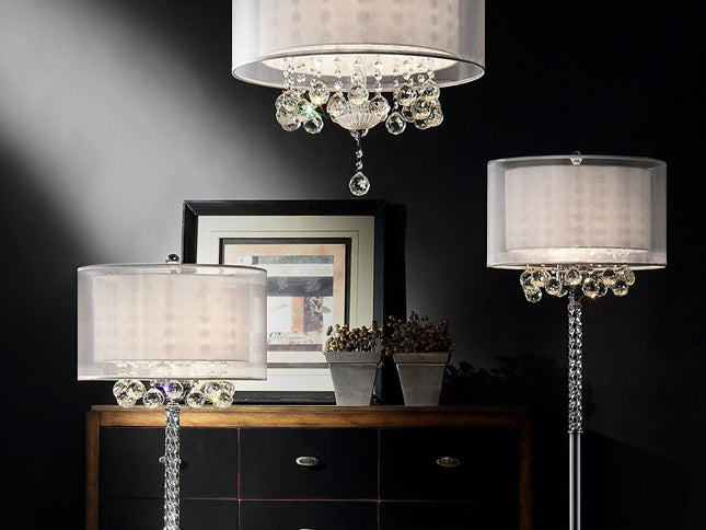 Chic Silver Ceiling Lamp with Crystal Accents and Silver Shade