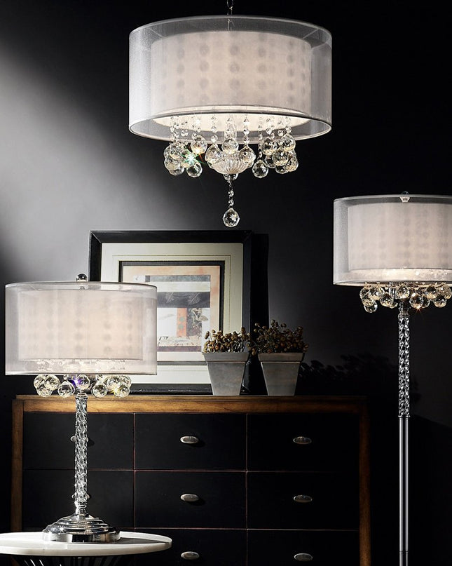Chic Silver Ceiling Lamp with Crystal Accents and Silver Shade