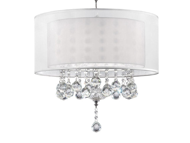 Chic Silver Ceiling Lamp with Crystal Accents and Silver Shade