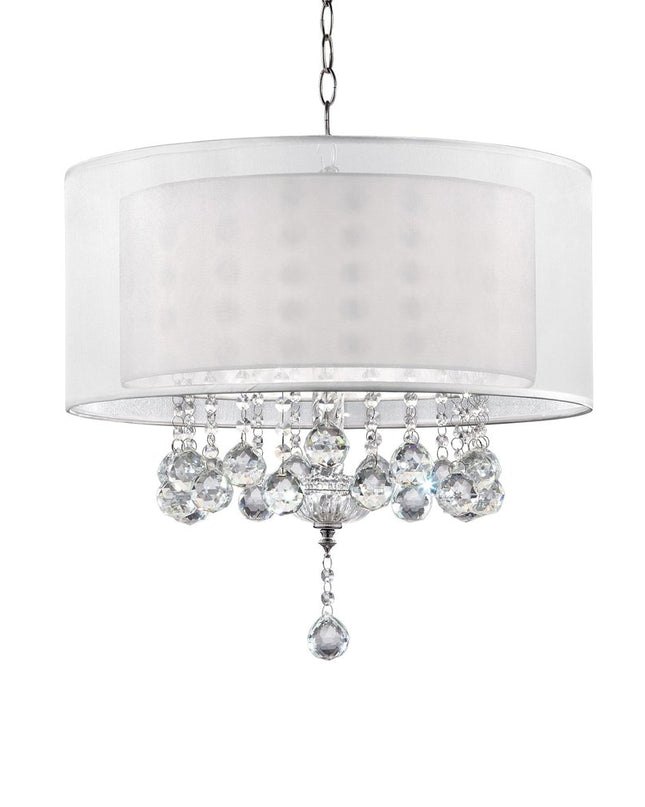 Chic Silver Ceiling Lamp with Crystal Accents and Silver Shade
