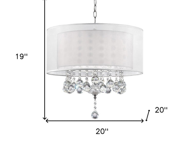 Chic Silver Ceiling Lamp with Crystal Accents and Silver Shade