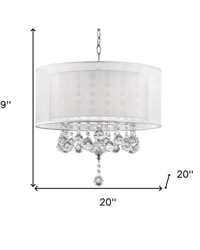 Chic Silver Ceiling Lamp with Crystal Accents and Silver Shade