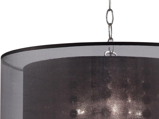 Contempo Silver Ceiling Lamp with Black Shade and Crystal Accents