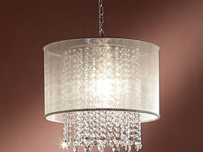 Primo Gold Finish Ceiling Lamp with Crystal Accents and White Shade