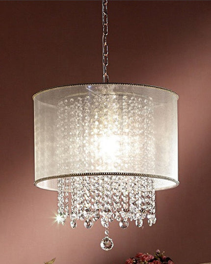 Primo Gold Finish Ceiling Lamp with Crystal Accents and White Shade
