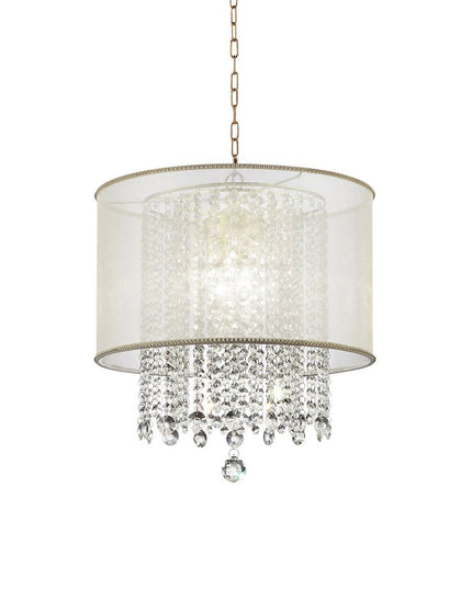 Primo Gold Finish Ceiling Lamp with Crystal Accents and White Shade