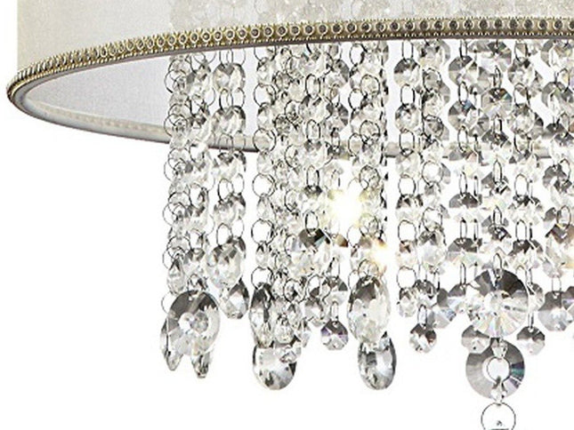 Primo Gold Finish Ceiling Lamp with Crystal Accents and White Shade