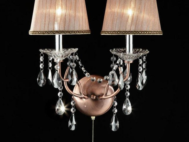 Silver and Pink Faux Crystal Dual Light Hanging Wall Sconce