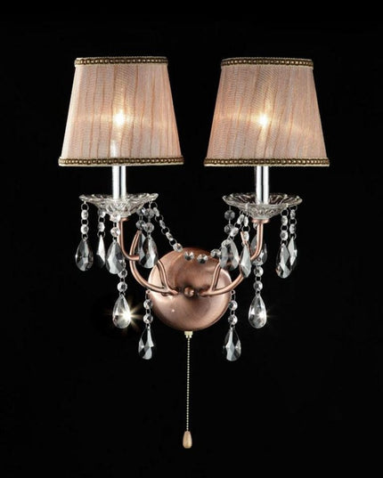 Silver and Pink Faux Crystal Dual Light Hanging Wall Sconce