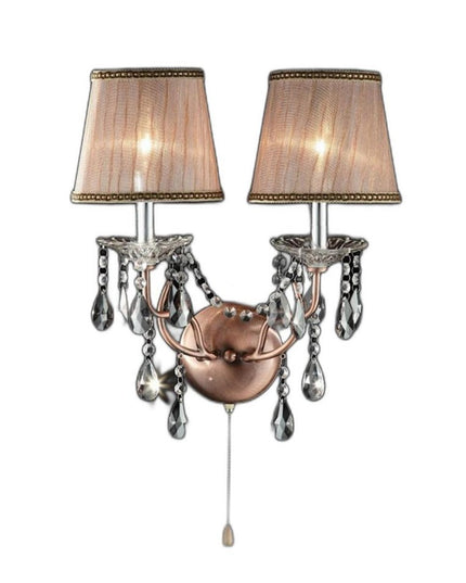 Silver and Pink Faux Crystal Dual Light Hanging Wall Sconce