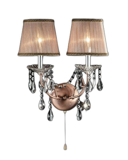 Silver and Pink Faux Crystal Dual Light Hanging Wall Sconce