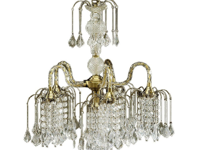 Two Tier Crystal and Brass Hanging Chandelier Light