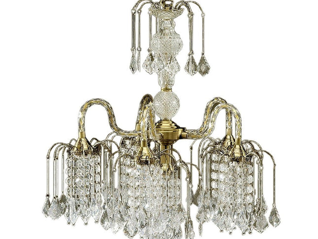 Two Tier Crystal and Brass Hanging Chandelier Light