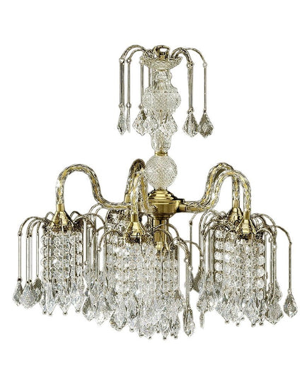Two Tier Crystal and Brass Hanging Chandelier Light