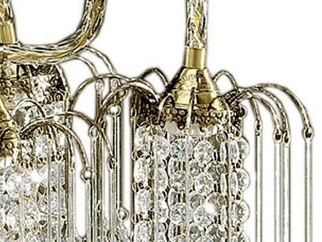 Two Tier Crystal and Brass Hanging Chandelier Light