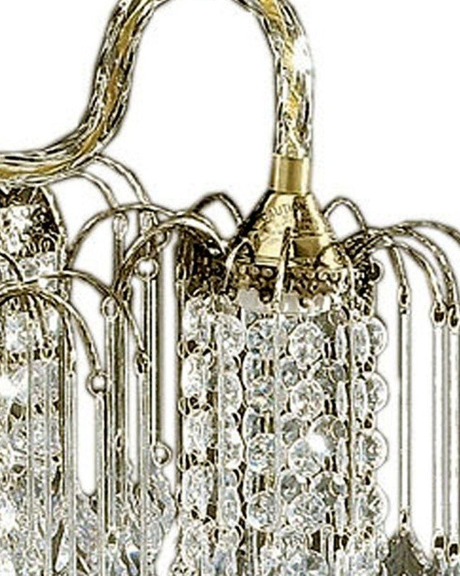 Two Tier Crystal and Brass Hanging Chandelier Light