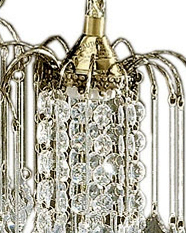 Two Tier Crystal and Brass Hanging Chandelier Light