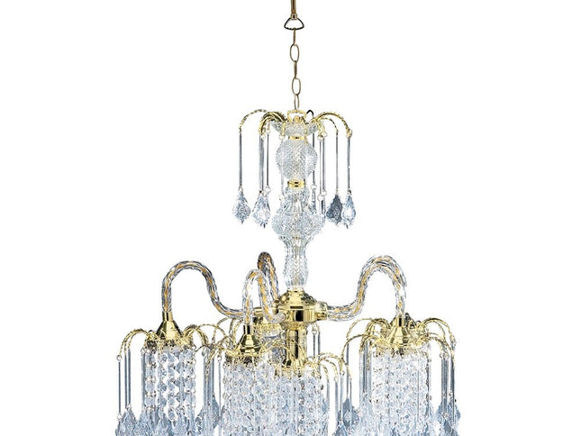 Two Tier Crystal and Gold Hanging Chandelier Light