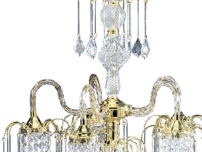Two Tier Crystal and Gold Hanging Chandelier Light