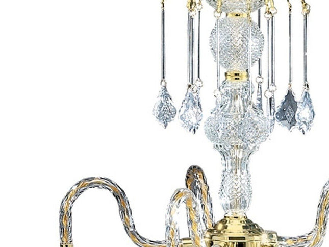 Two Tier Crystal and Gold Hanging Chandelier Light
