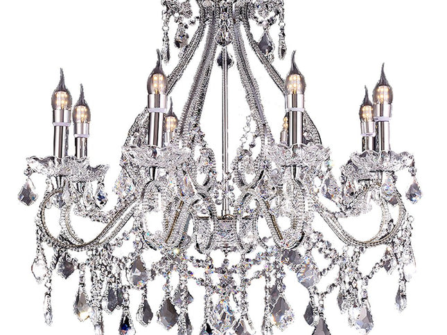 Candle Style Empire Eight Light Transparent Glass Led Ceiling Light