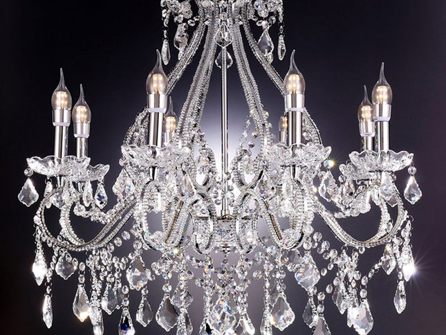 Candle Style Empire Eight Light Transparent Glass Led Ceiling Light