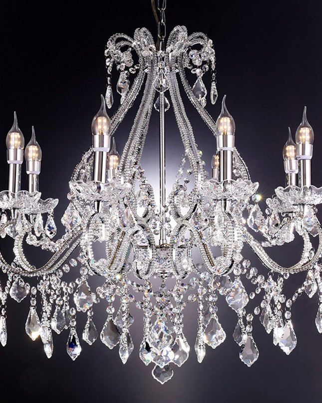 Candle Style Empire Eight Light Transparent Glass Led Ceiling Light