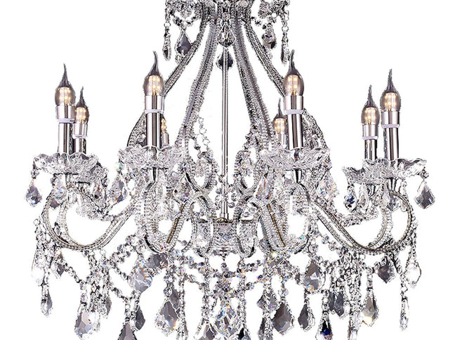 Candle Style Empire Eight Light Transparent Glass Led Ceiling Light